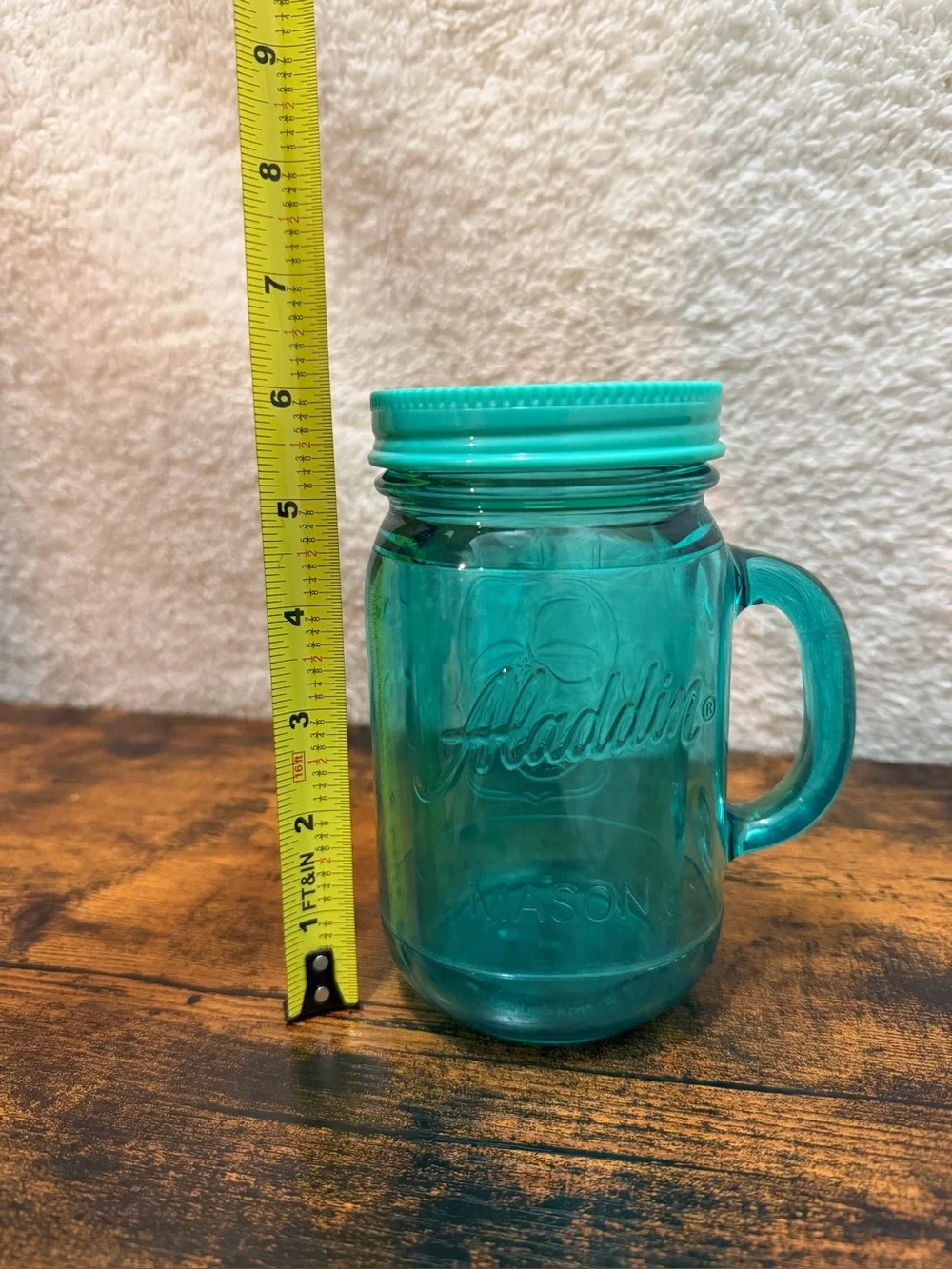 Aladdin MASON Jar Mug Cup 16oz Teal Insulated Lid Handel Plastic Lemon BPA Free